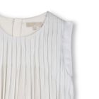 Girls Ivory Logo Pleated Dress, 1, hi-res