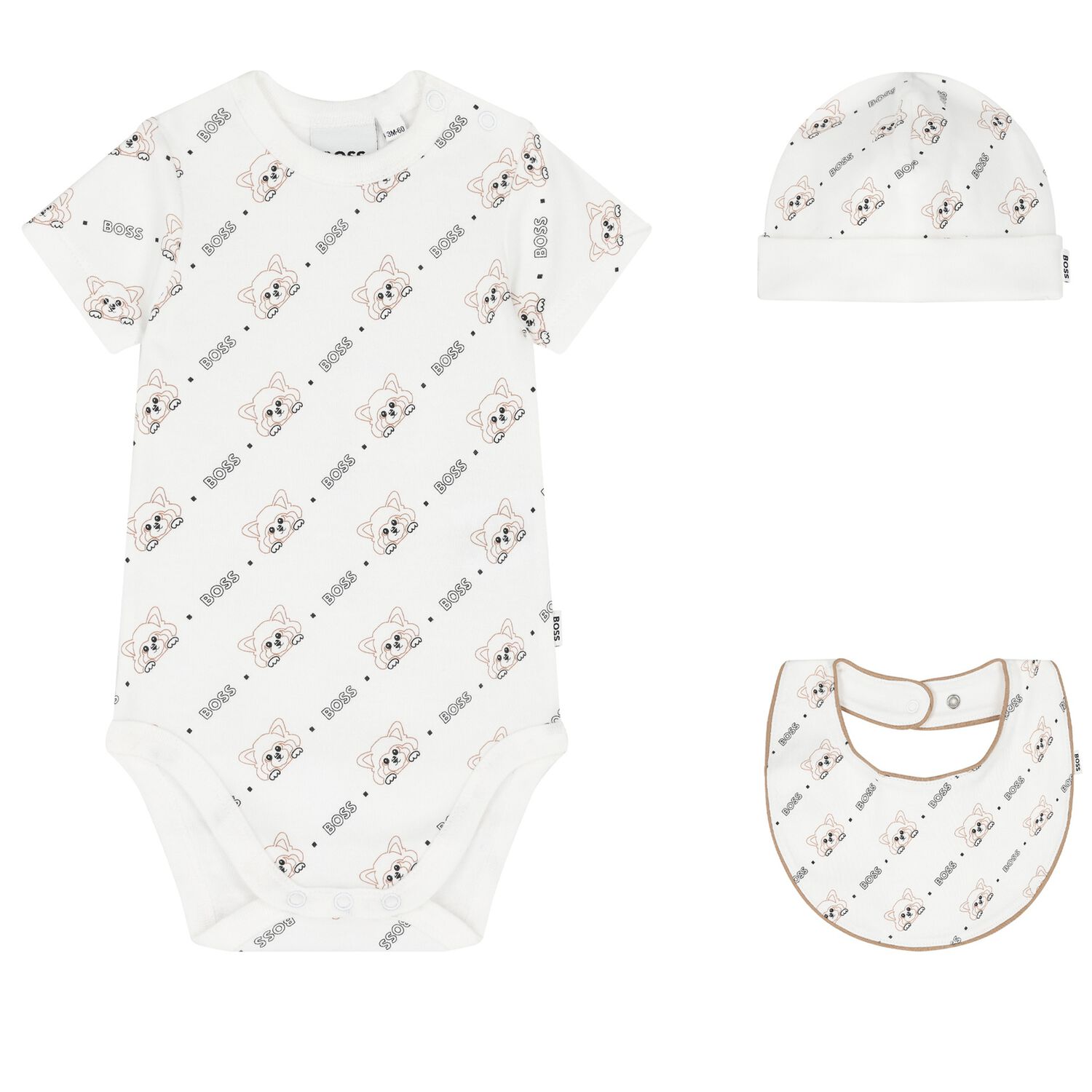 White Red Panda Logo Baby Bodysuit Gift Set, 1, hi-res