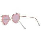 Girls Pink & Gold Heart Diamante Sunglasses, 1, hi-res