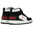 Boys Black & White Logo Trainers, 1, hi-res