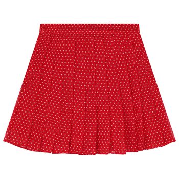 Girls Red Stars Pleated Skirt