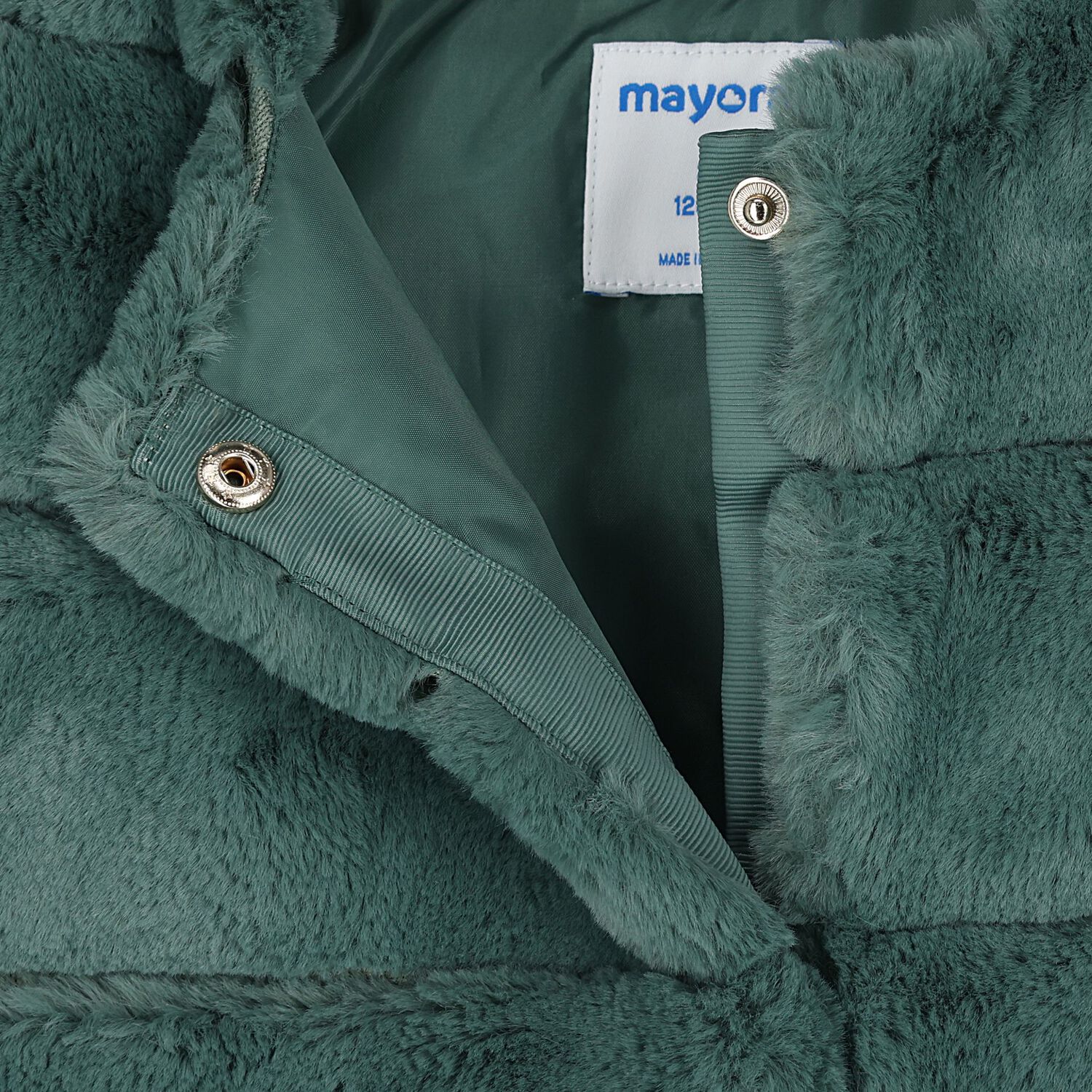 Girls Green Faux Fur Gilet, 1, hi-res