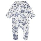 Ivory & Navy Blue Toile De Jouy Babygrow Gift Set, 1, hi-res