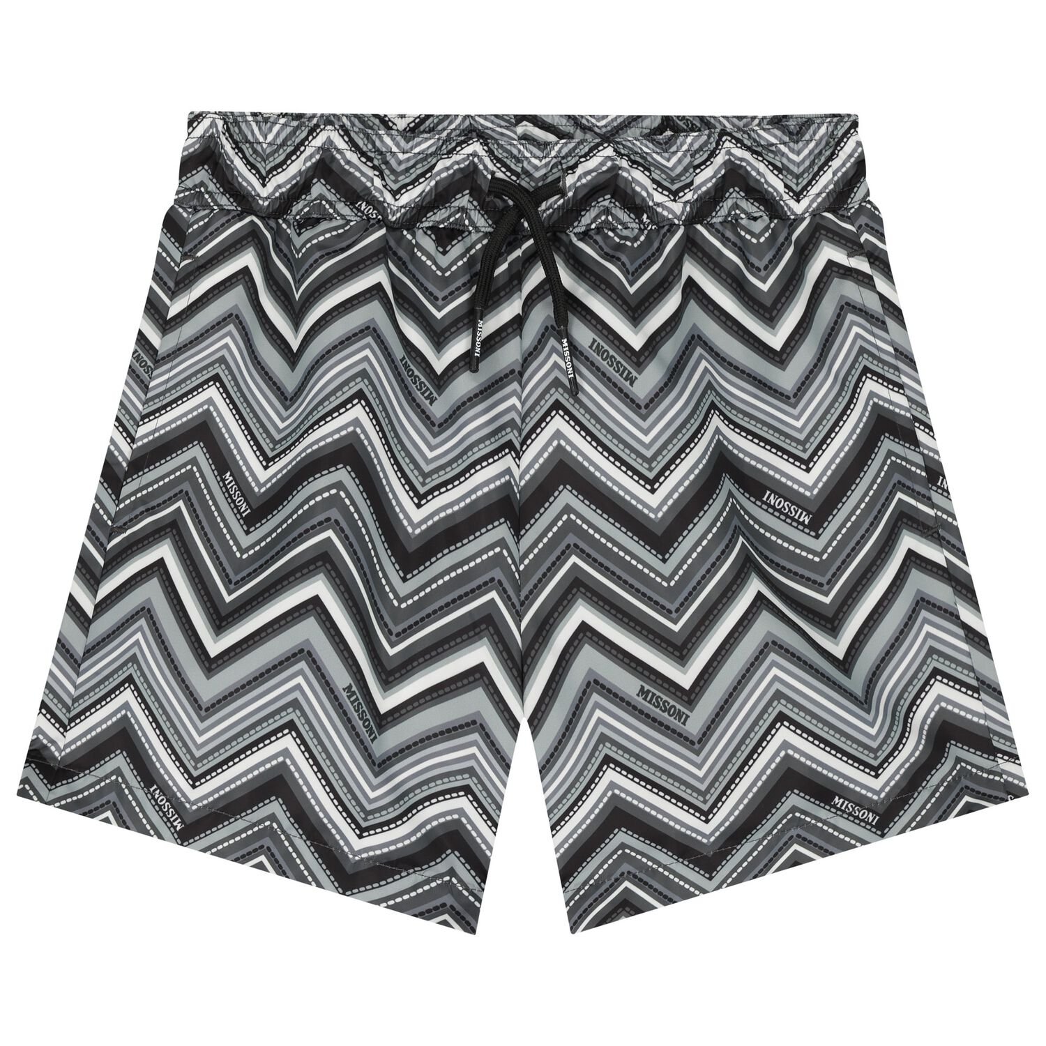 Boys Grey Zig Zag Swim Shorts, 1, hi-res