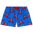 Boys Blue Crabs Print Swim Shorts, 1, hi-res