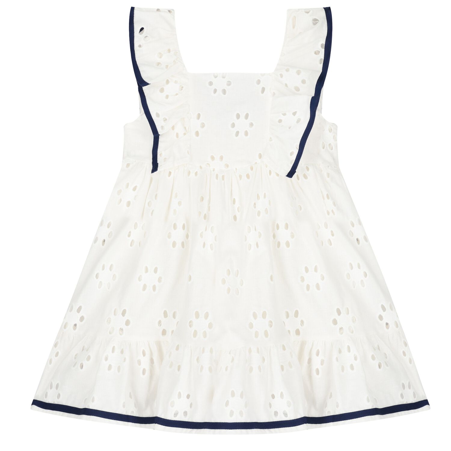 Girls White Broderie Anglaise Dress, 1, hi-res image number null