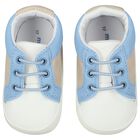 Baby Boys Blue, Beige & White Pre Walker Shoes, 1, hi-res