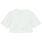 Girls White Embellished Logo Crop Top, 1, hi-res