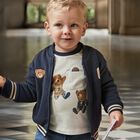 Younger Boys Ivory & Beige Teddy Bear Long Sleeve Top, 2, hi-res