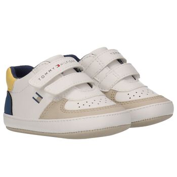 Baby Boys White & Beige Pre Walker Shoes