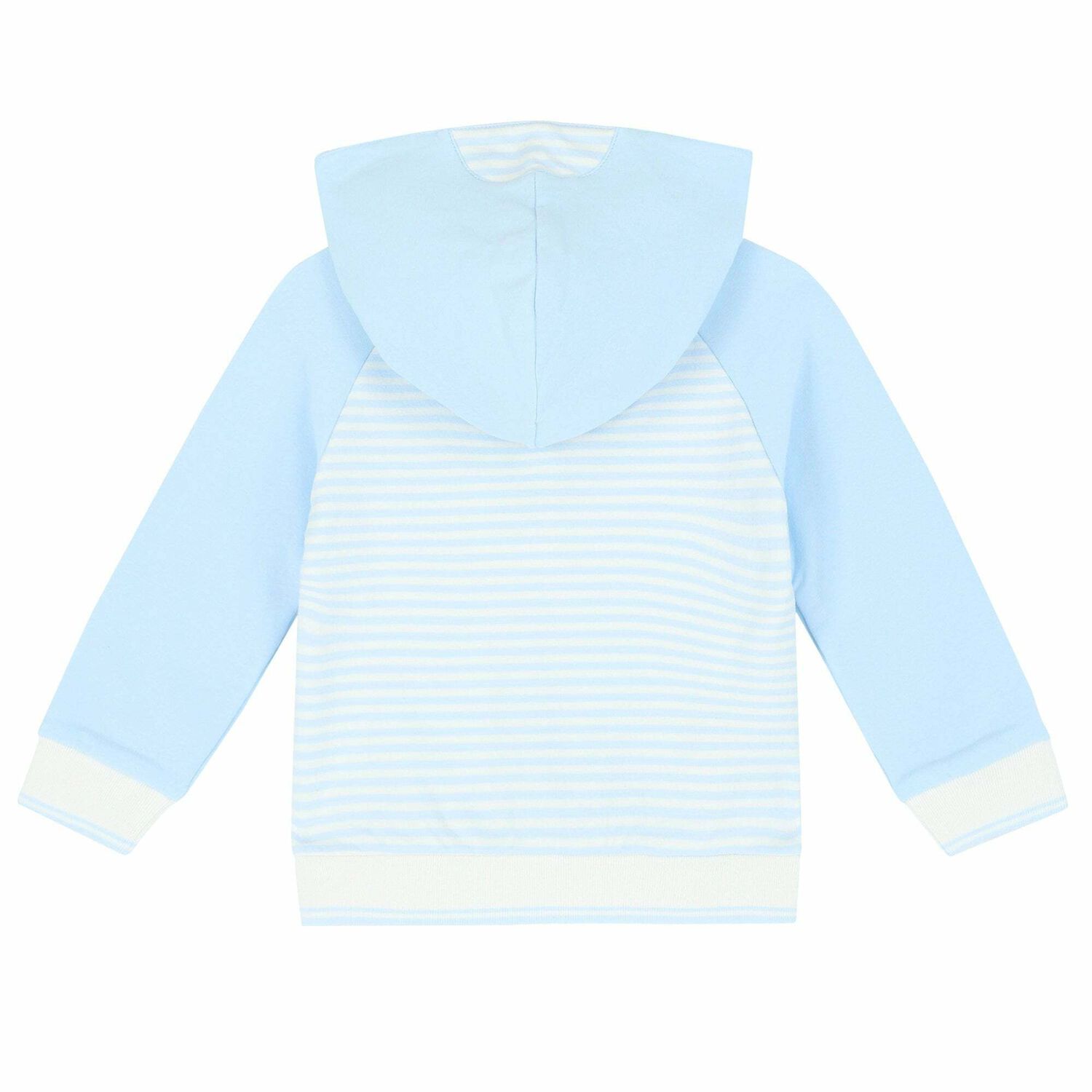 Boys Blue & White Stripe Hooded Top, 1, hi-res