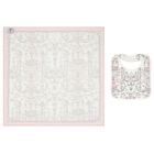 Baby Girls White & Pink Toile de Jouy Carré Swaddle & Bib Gift Set, 1, hi-res