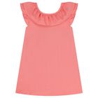 Girls Coral Ruffled Dress, 1, hi-res