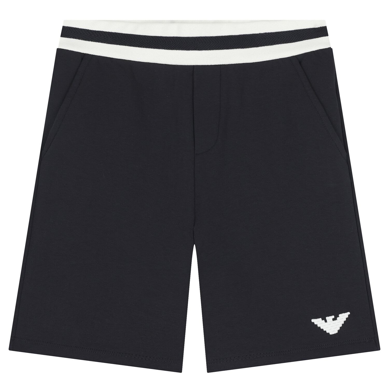 Boys Navy Blue Logo Shorts, 1, hi-res