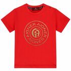 Younger Boys Red & Gold Logo T-Shirt, 1, hi-res