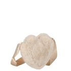 Girls Beige Fur Heart Bag ( 17cm ), 1, hi-res