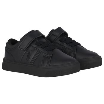 Boys Black Logo Trainers