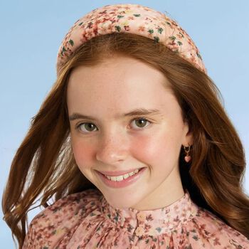 Girls Pink Floral Padded Headband