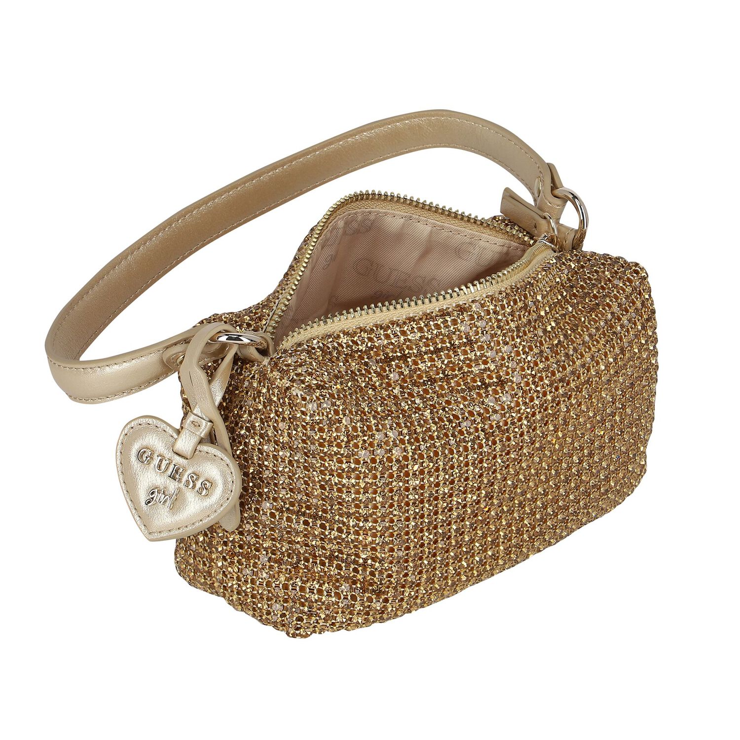 Girls Gold Rhinestone Logo Handbag, 1, hi-res