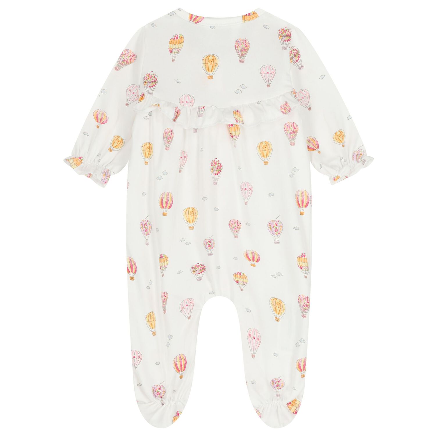 Baby Girls White & Yellow Hot Air Balloon Babygrow ( 2-Pack ), 1, hi-res