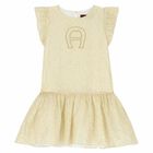 Girls Gold Logo Dress, 1, hi-res