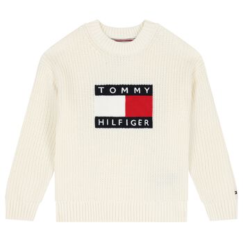 Boys Ivory Logo Knitted Sweater