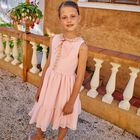 Girls Pink Chiffon Bow Dress, 1, hi-res