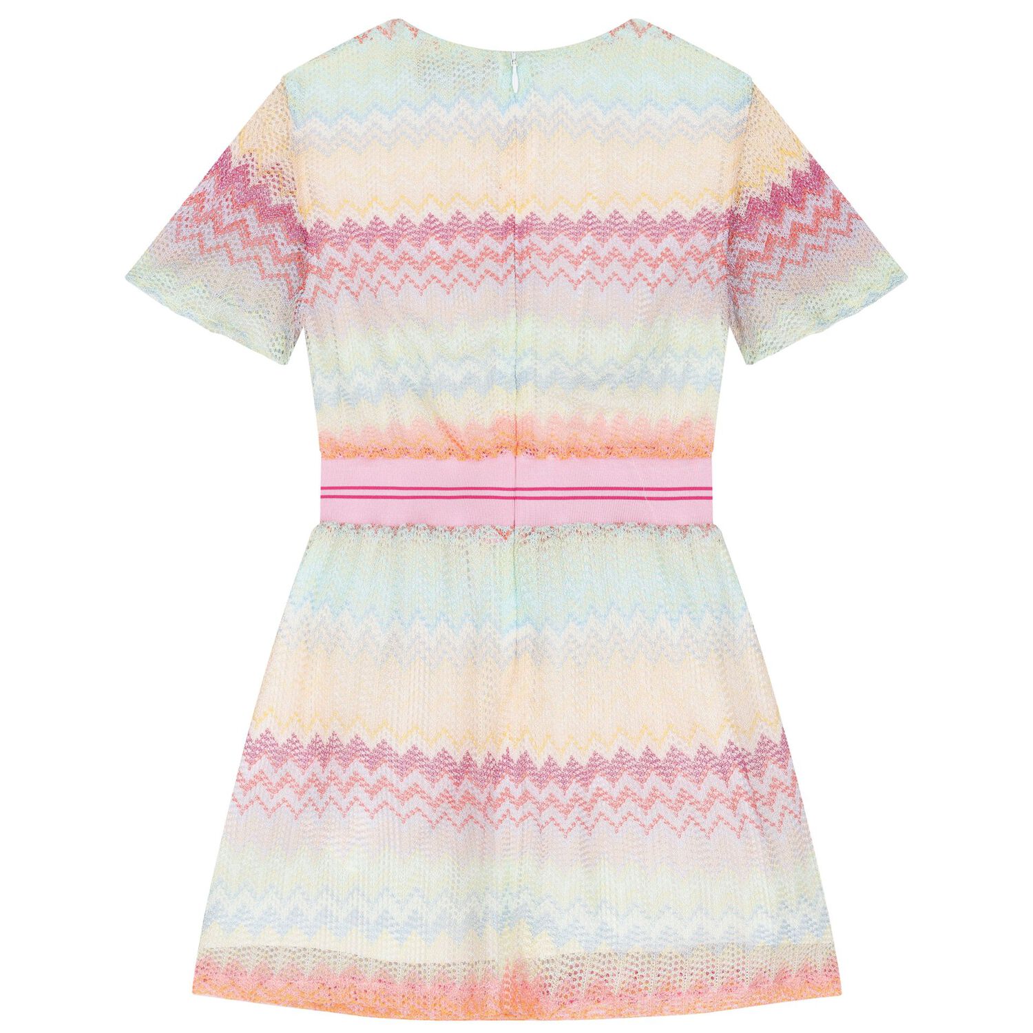 Girls Pink Zigzag Knit Dress, 1, hi-res