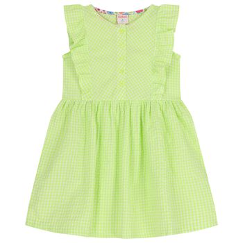 Girls Green & White Gingham Dress