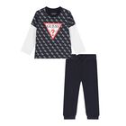 Baby Boys Navy Blue Logo Joggers Set, 2, hi-res