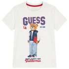 Boys White Teddy Bear Logo T-Shirt, 1, hi-res