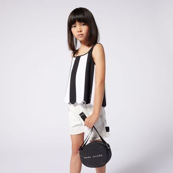 Girls Black Logo Rhinestone Bag