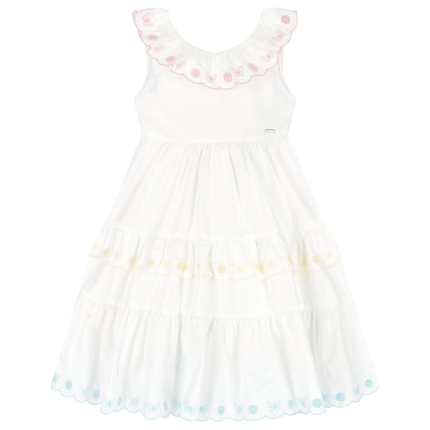 Girls White Embroidered Dress, 1, hi-res image number null