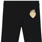 Girls Black Logo Trousers, 1, hi-res