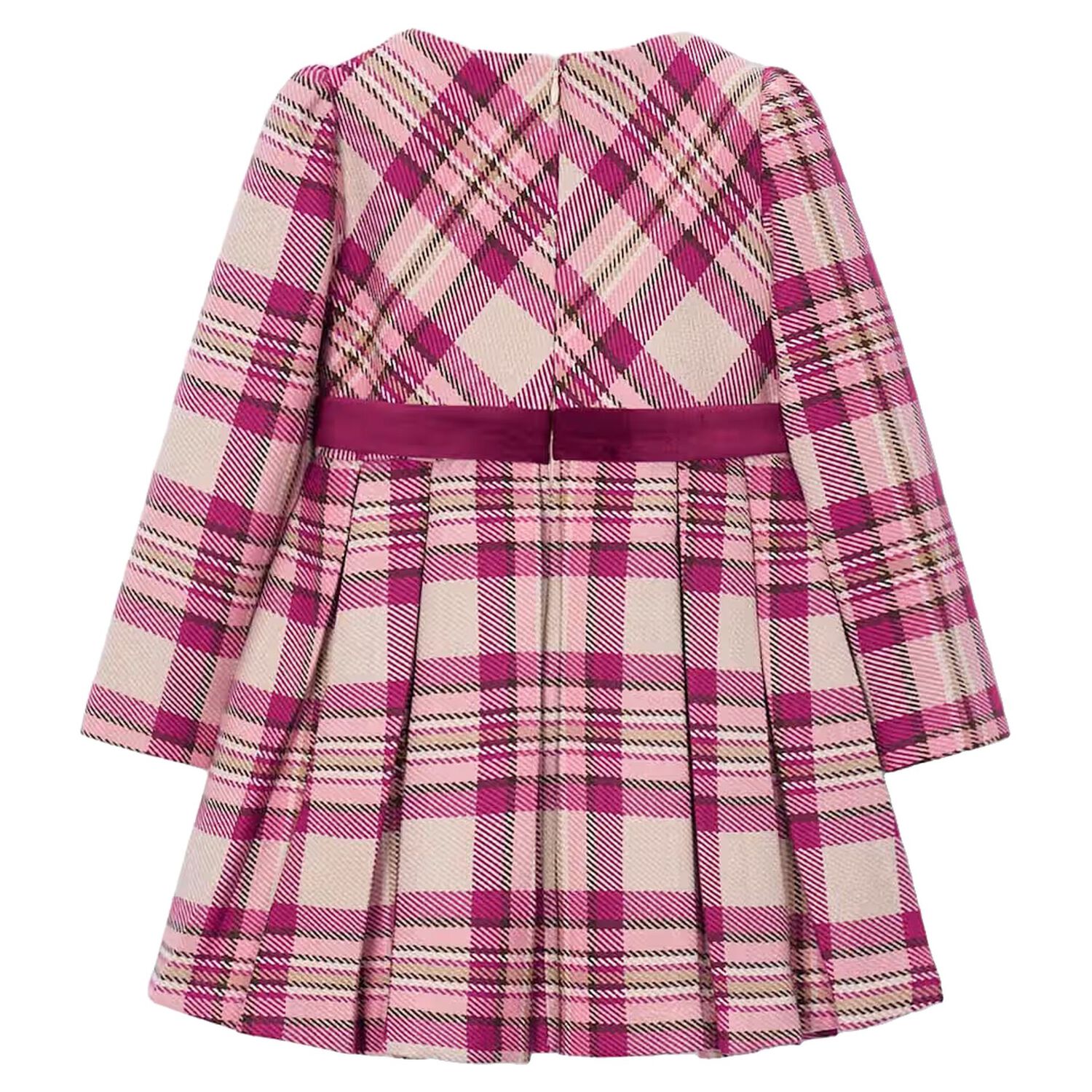 Girls Pink & Beige Plaid Dress, 1, hi-res