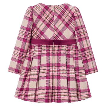 Girls Pink & Beige Plaid Dress