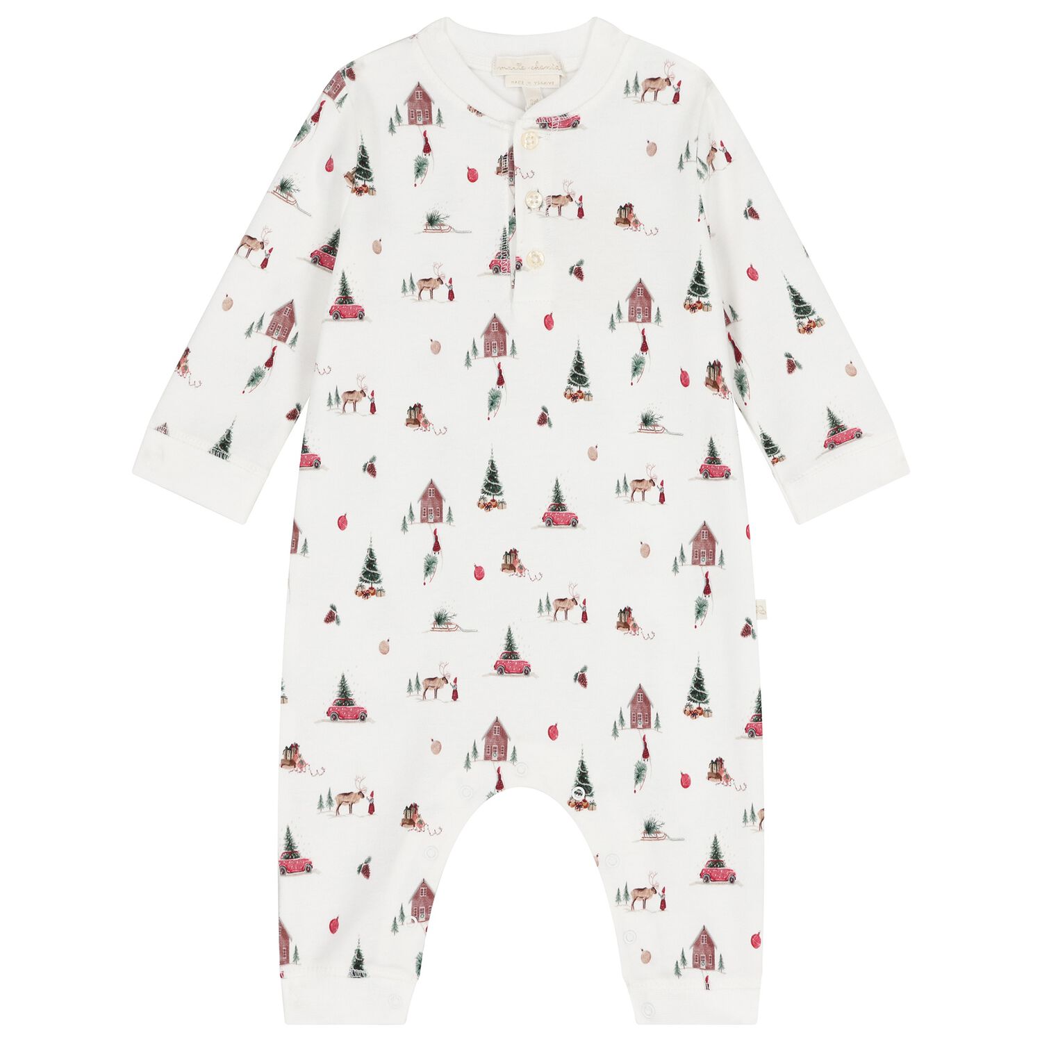 Ivory Christmas Tree Baby Romper, 1, hi-res