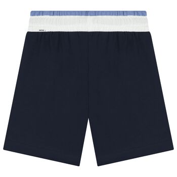 Boys Navy Blue Logo Shorts