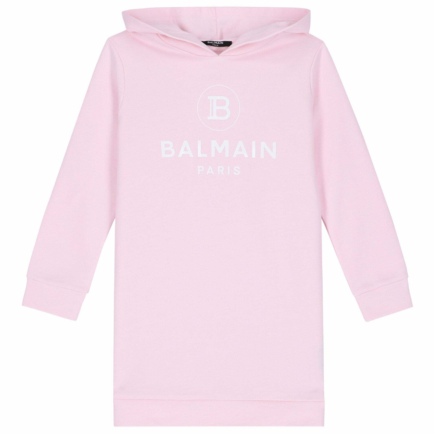 Girls Pink Hooded Logo Dress, 1, hi-res