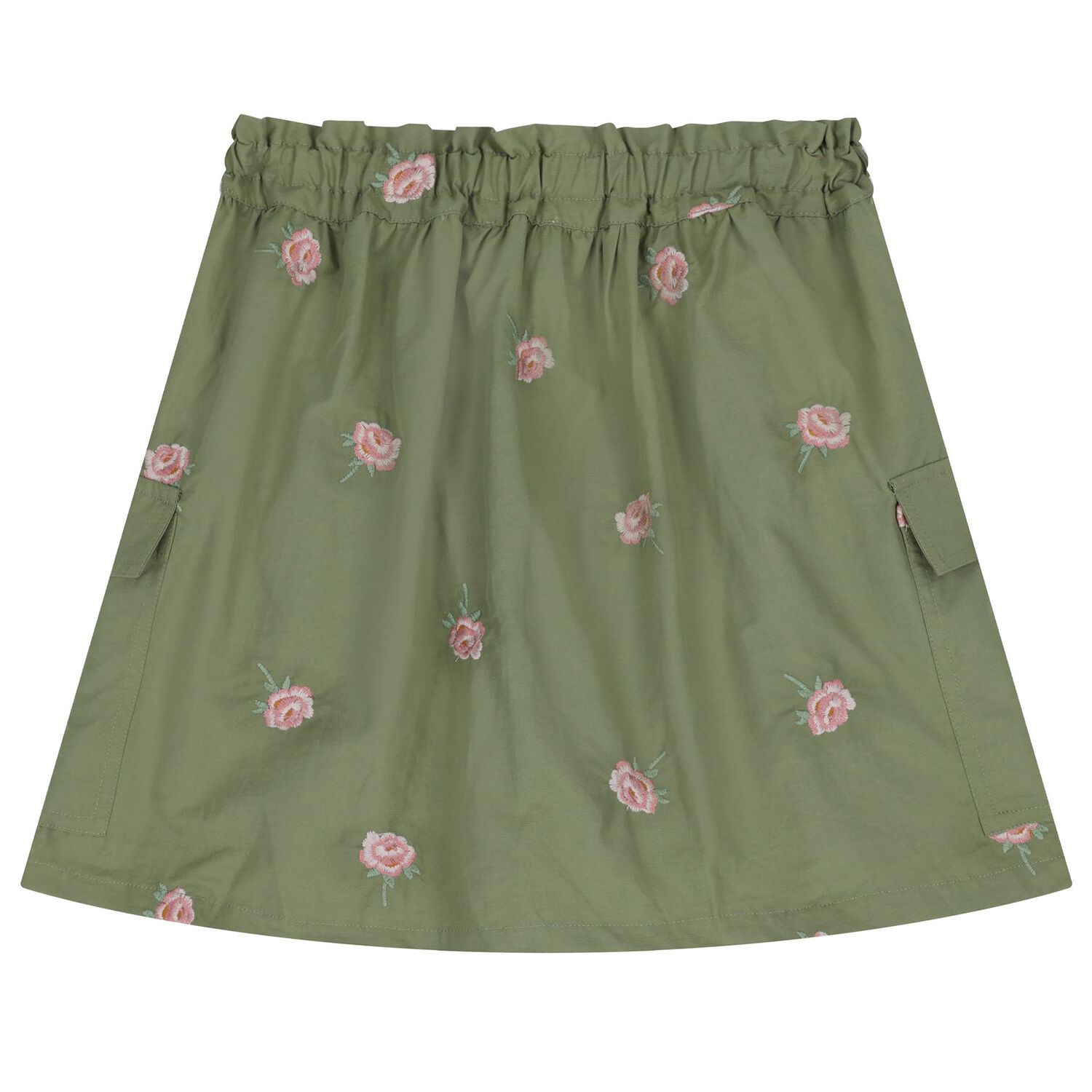 Girls Green Floral Skirt, 1, hi-res