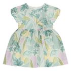 Younger Girls Green & Yellow Floral Dress, 2, hi-res