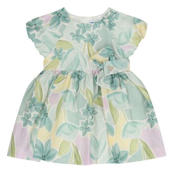 Younger Girls Green & Yellow Floral Dress