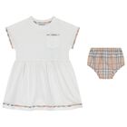 Baby Girls White Check Dress Set, 1, hi-res