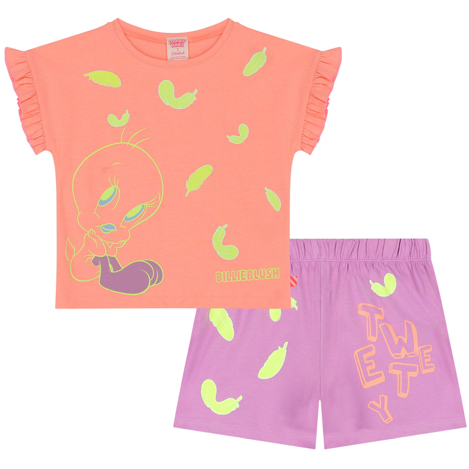 Girls Coral & Purple Tweety Bird Pyjamas, 1, hi-res image number null