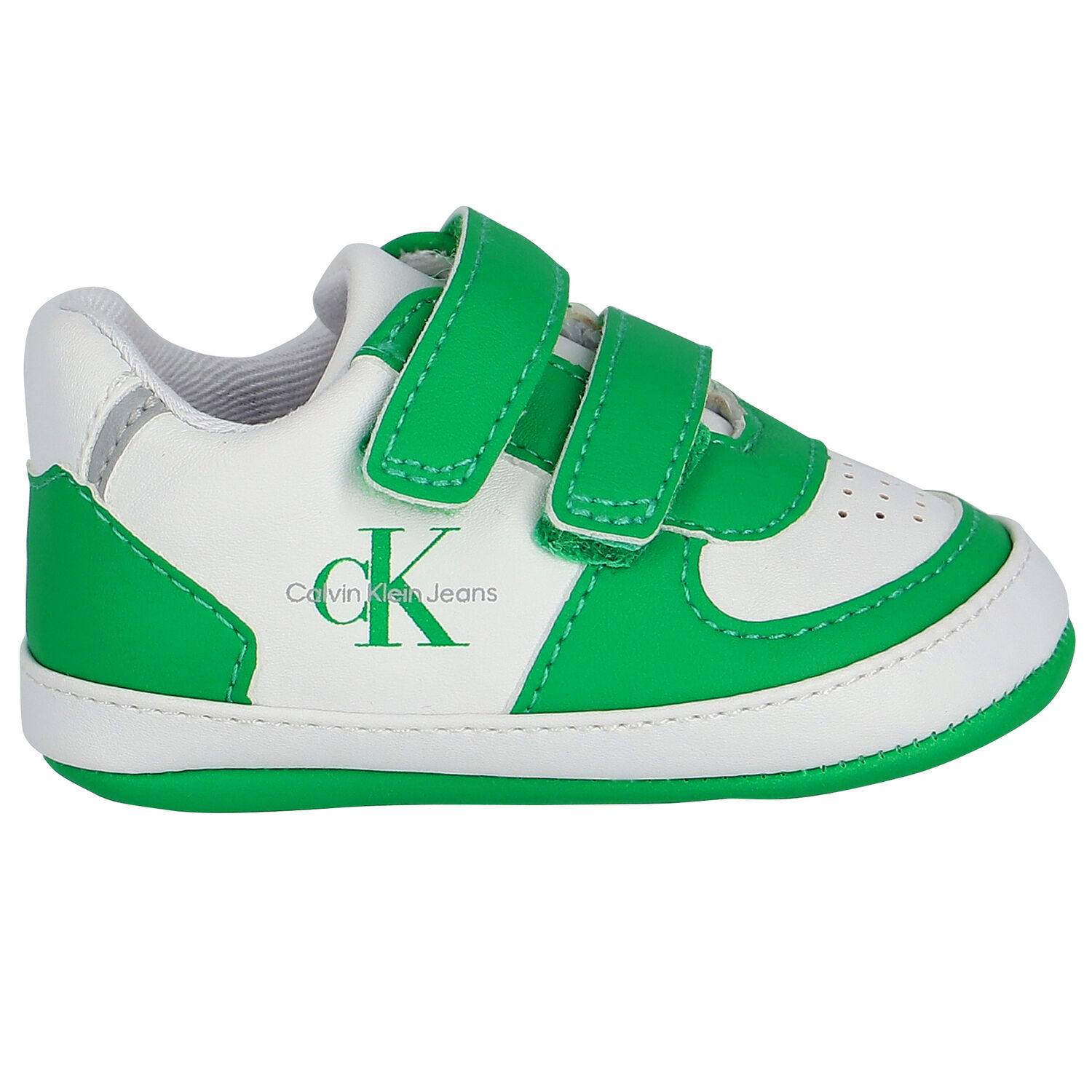 Baby Boys White & Green Logo Pre Walker Shoes, 1, hi-res