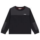 Boys Black Logo Sweatshirt, 1, hi-res