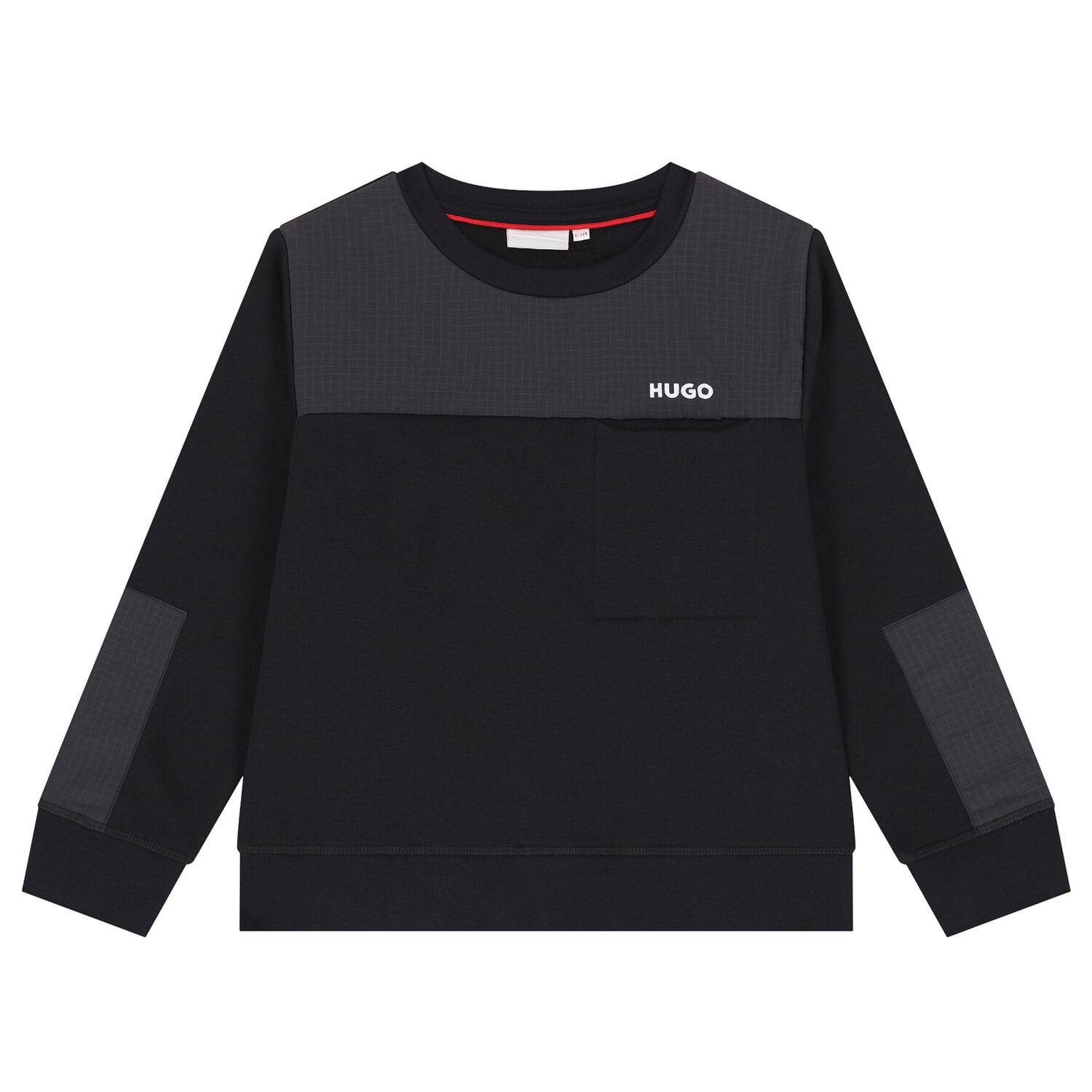Boys Black Logo Sweatshirt, 1, hi-res