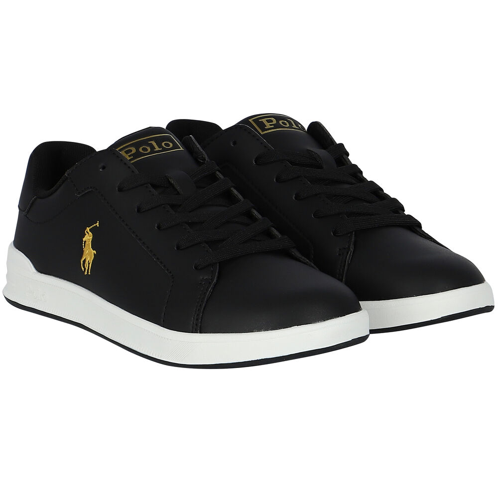 Boys black ralph lauren shoes clearance