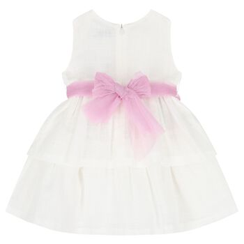Younger Girls White Floral Dress