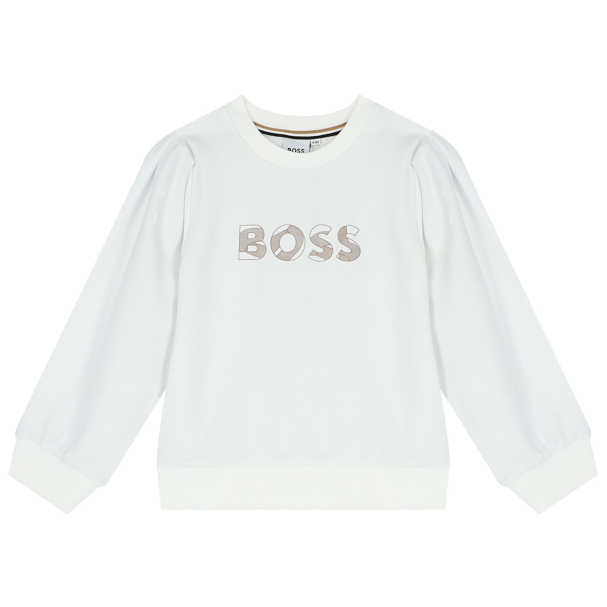 BOSS Girls White Logo Sweatshirt Junior Couture UK